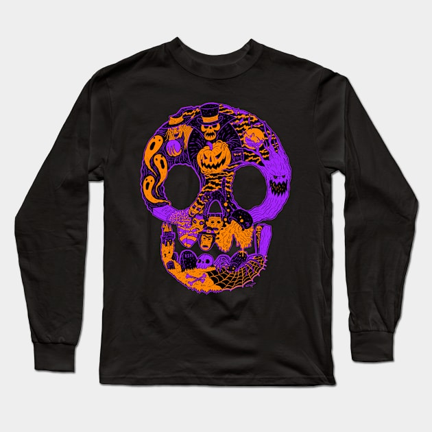 Halloween Skull! Long Sleeve T-Shirt by chrisraimoart